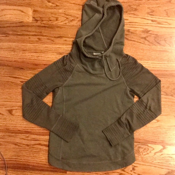 Athleta Tops - ATHLETA Cowl Neck Hoodie Sweatshirt Army Green